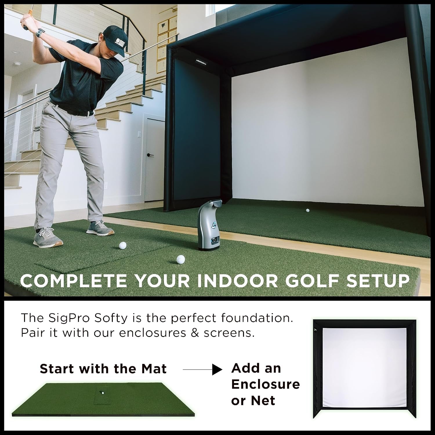 SIGPRO Softy Golf Mat - Professional-Grade Practice Mat - Realistic Fairway Feel - Real Tee Capable, Replaceable Hitting Strip, Thick Cushioning & Joint-Friendly Design