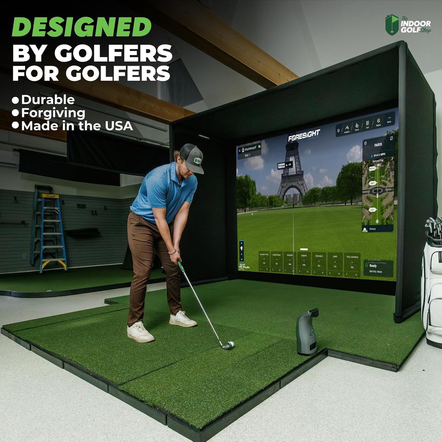 SIGPRO Super Softy Golf Mat 2 3/8 in Thick with Extra-Long 48" Replaceable Hitting Strip, Rubber Tile Base Commercial Stability, Indoor Driving Range & Simulator Practice Mats (Left & Right Handed)