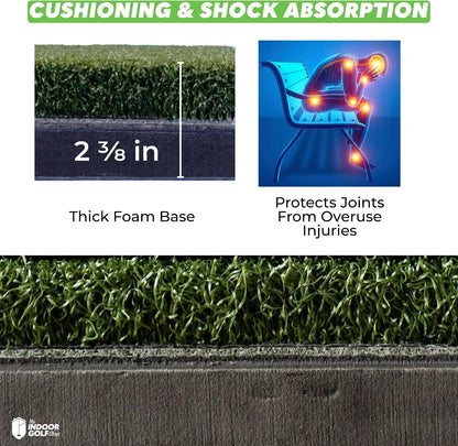 SIGPRO Super Softy Golf Mat 2 3/8 in Thick with Extra-Long 48" Replaceable Hitting Strip, Rubber Tile Base Commercial Stability, Indoor Driving Range & Simulator Practice Mats (Left & Right Handed)