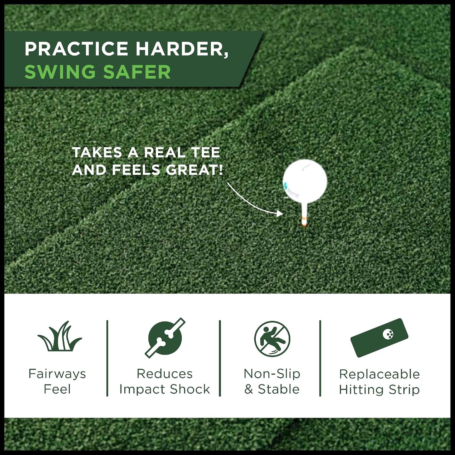 SIGPRO Softy Golf Mat - Professional-Grade Practice Mat - Realistic Fairway Feel - Real Tee Capable, Replaceable Hitting Strip, Thick Cushioning & Joint-Friendly Design