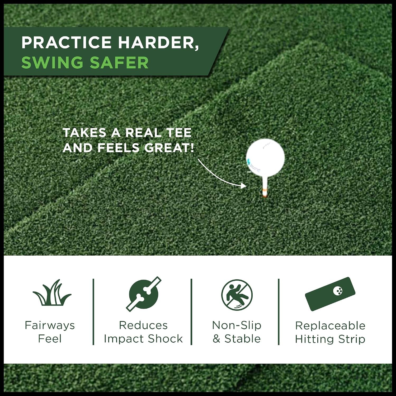 SIGPRO Softy Golf Mat - Professional-Grade Practice Mat - Realistic Fairway Feel - Real Tee Capable, Replaceable Hitting Strip, Thick Cushioning & Joint-Friendly Design