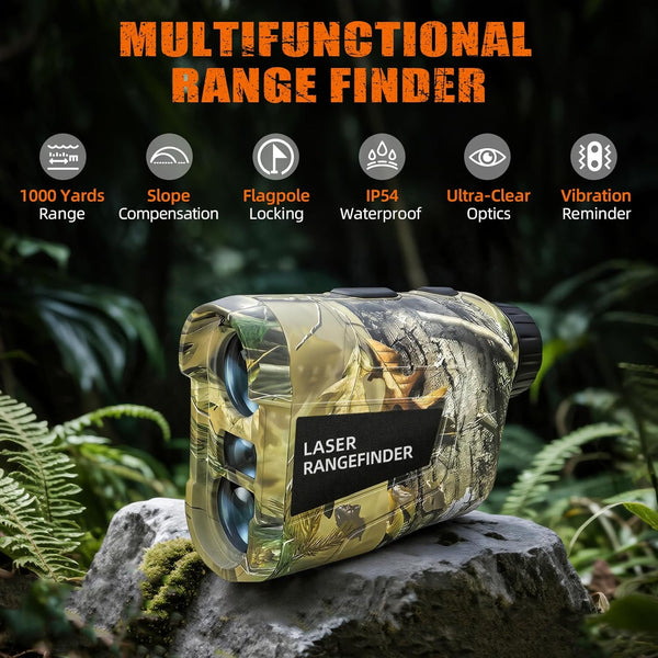 Hunting Laser Rangefinder 1000 Yards, Rechargeable Range Finder with Slope/Angle/Speed/Scan, 6X Magnification Camo Waterproof Rangefinder for Hunting, Golf & Archery