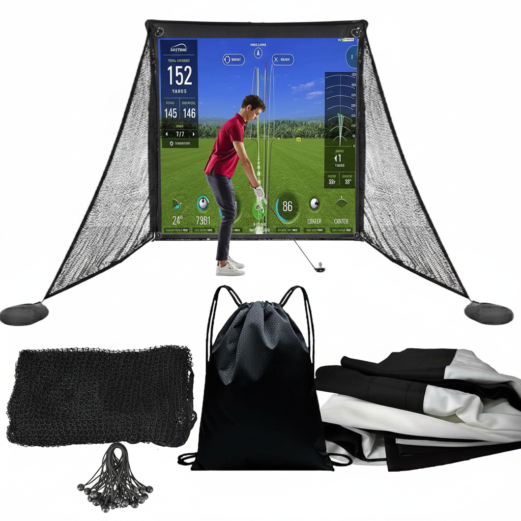 Golf Simulator Impact Screen with Black Double Layer Blackout Cloth Shank Side N